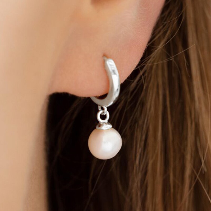 Pearl Huggies Earrings main image 1