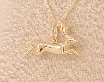 Personalised Gold Plated Sterling Silver Hare Pendant Necklace
