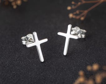 Sterling Silver Cross Stud Earrings