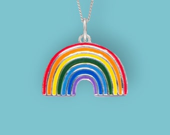 Personalised Rainbow Necklace in Sterling Silver, Whimsical Rainbow Jewellery, Rainbow After the Storm, Nature Inspired