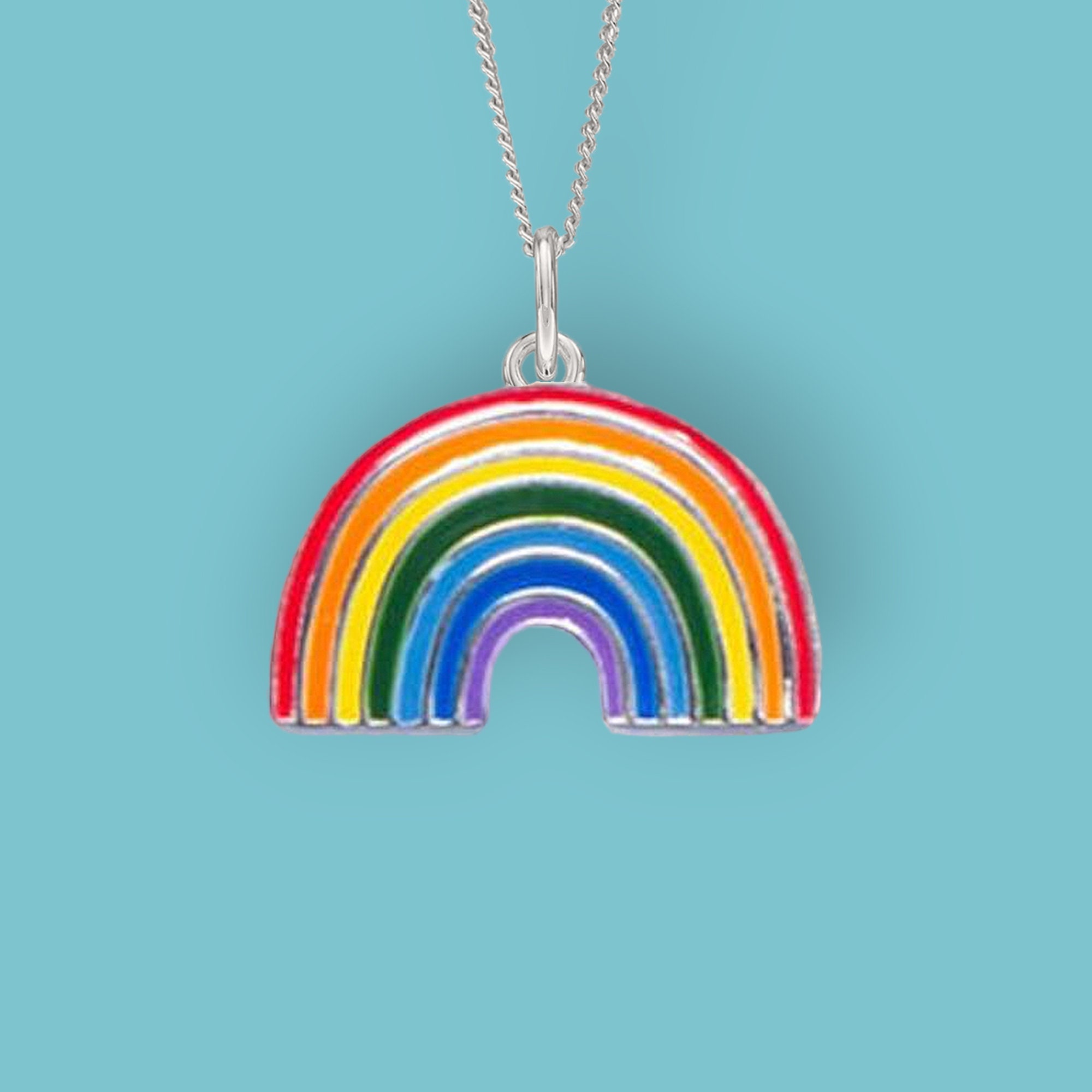 Personalised Rainbow Necklace in Sterling Silver Whimsical - Etsy ...