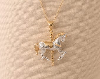 Personalised Gold Plated Sterling Silver Carousel Horse Pendant Necklace