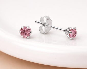 Sterling Silver Alexandrite Micro Stud Earrings – 3mm