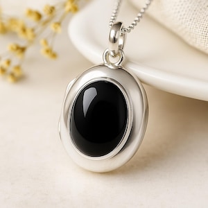 Personalised Sterling Silver Black Onyx Locket