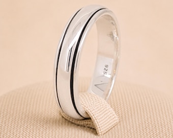 Personalised Sterling Silver Slim Spinner Ring