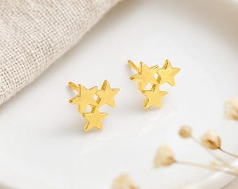 18ct Gold Plated Sterling Silver Star Stud Earrings – 8mm