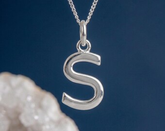 Tiny Personalised Initial Pendant Necklace in Sterling Silver – Choose Your Letter
