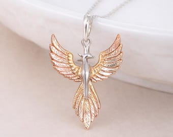 Personalised Gold Plated Sterling Silver Phoenix Pendant Necklace