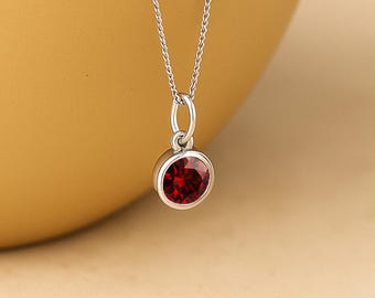 Personalised Sterling Silver July Ruby Birthstone Necklace