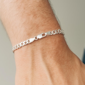 Mens Sterling Silver Flat Curb Bracelet