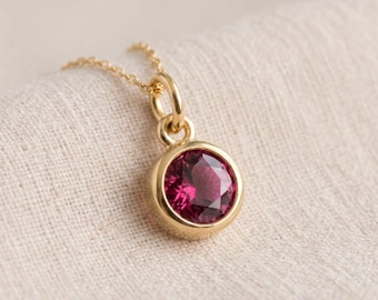 Tiny Personalised February Amethyst Birthstone Pendant Necklace In Gold Plated Sterling Silver