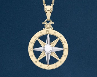 9ct Mixed Gold Compass Necklace