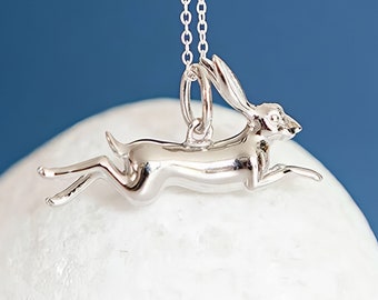 Sterling Silver Leaping Hare Necklace