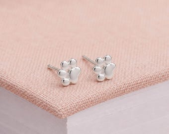 5mm Sterling Silver Paw Print Stud Earrings
