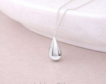 Personalised Sterling Silver Tiny Teardrop Pendant Necklace