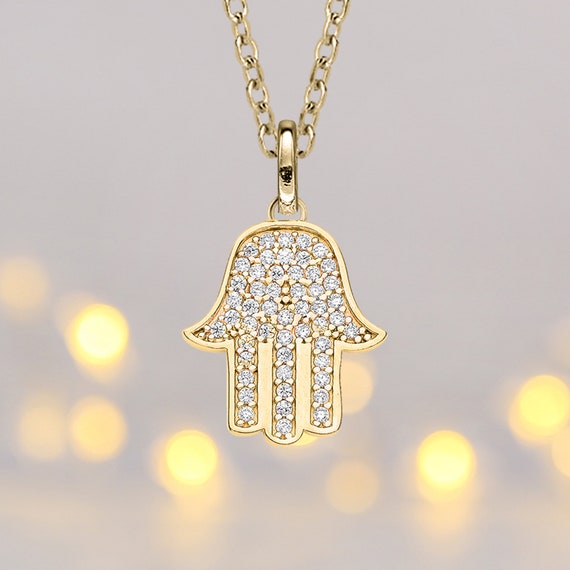 Hamsa Hand Gold Pendant Necklace