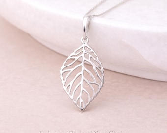 Personalised Sterling Silver Cut Out Oak Leaf Pendant Necklace