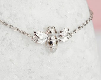 Adjustable Sterling Silver Bee Bracelet