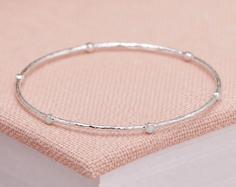 Sterling Silver White Opal Bangle