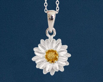 Tiny Sterling Silver Aster Flower Necklace