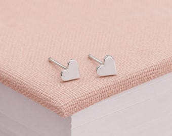 4mm Sterling Silver Heart Stud Earrings