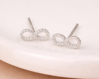 Sterling Silver Infinity Stud Earrings – 3mm x 8mm