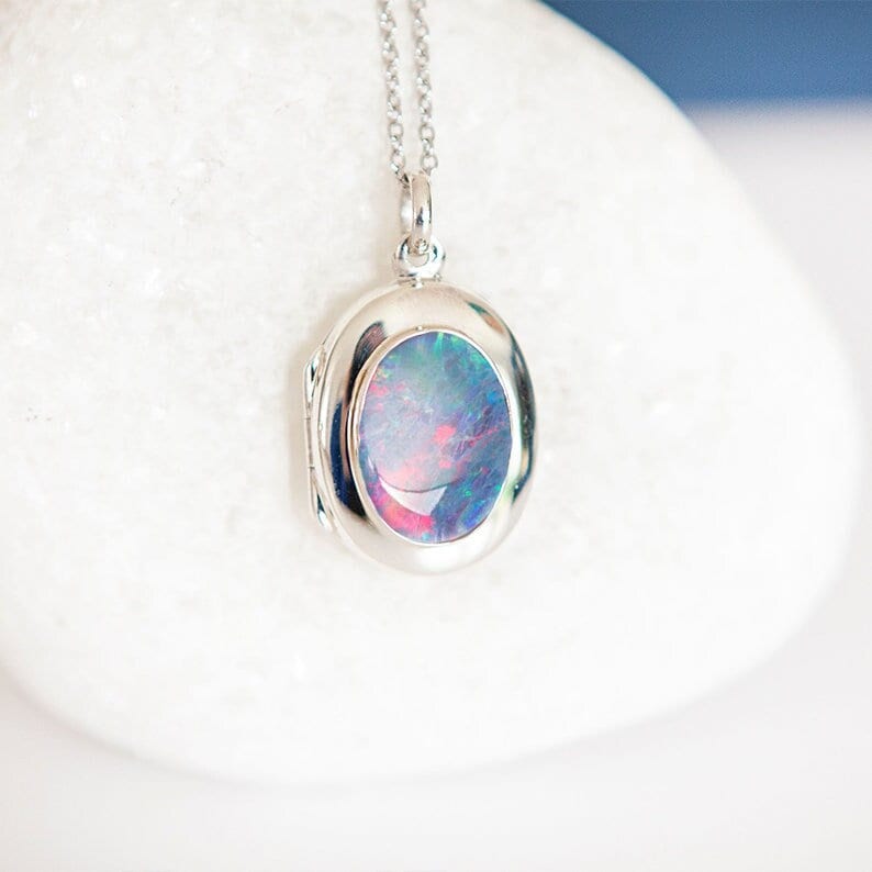 Opal on sale locket necklace