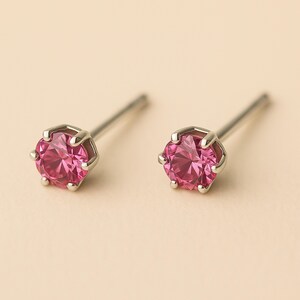 Micro Sterling Silber Rosa Turmalin Ohrstecker
