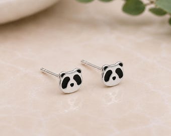 Sterling Silver Panda Stud Earrings