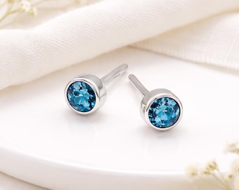 Sterling Silver December Birthstone Stud Earrings – 7mm