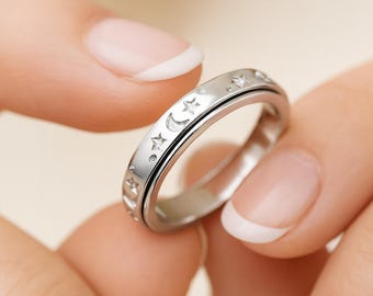 Personalised Sterling Silver Galaxy Spinner Ring
