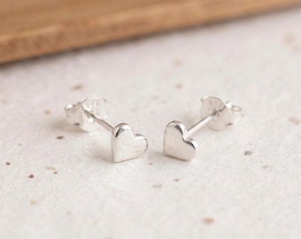 Personalised Tiny Heart Stud Earrings In Sterling Silver
