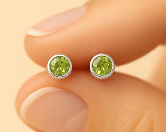 Sterling Silver Peridot Stud Earrings
