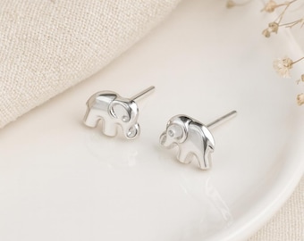 Elephant Stud Earrings • Sterling Silver Animal Earrings • Cute Gift for Her or Kids • Symbolic Jewellery • Good Luck Earrings •