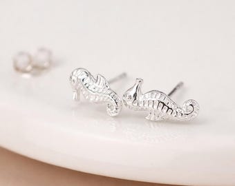 Sterling Silver Seahorse Stud Earrings – 13mm x 5mm