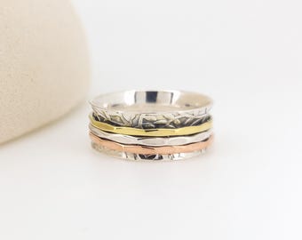 Personalised Sterling Silver Floral Spinner Ring