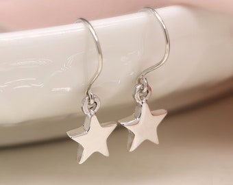 Sterling Silver Star Drop Earrings