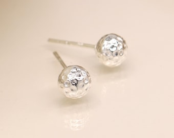 Sterling Silver Hammered Ball Stud Earrings – 6mm