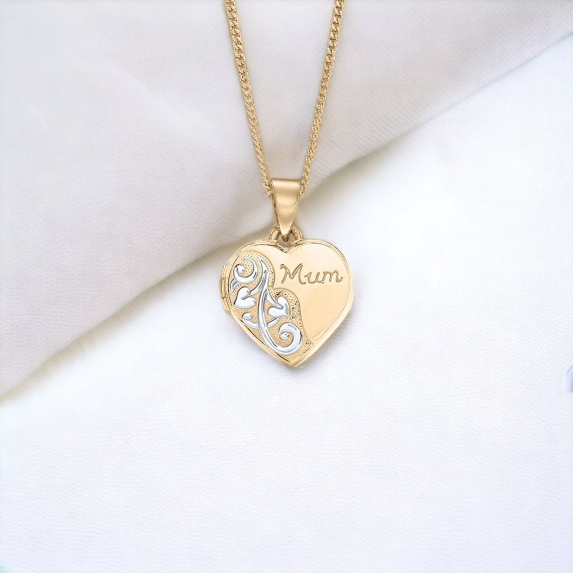 9ct Yellow Gold 'Mum' Diamond Set Open Heart Pendant