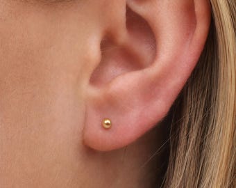 Tiny Sterling Silver Golden Champagne Freshwater Pearl Stud Earrings