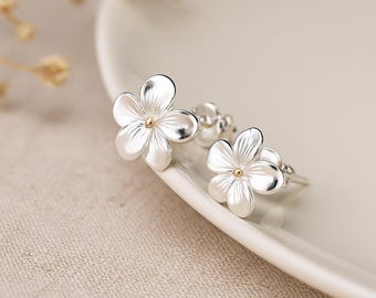 Sterling Silver February Violet Birth Flower Stud Earrings