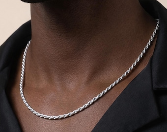 Sterling Silver Heavy Rope Chain Necklace – 16in To 28in