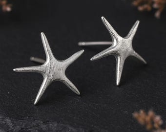 Large Sterling Silver Starfish Stud Earrings