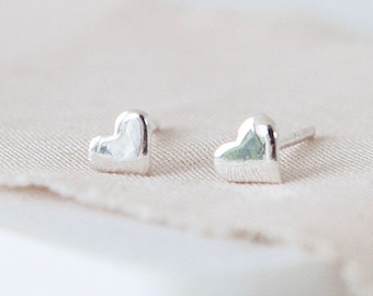 Mini Sterling Silver Heart Stud Earrings