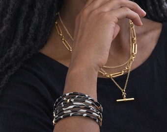 Gold Plated Animal Print Multistrand Bracelet