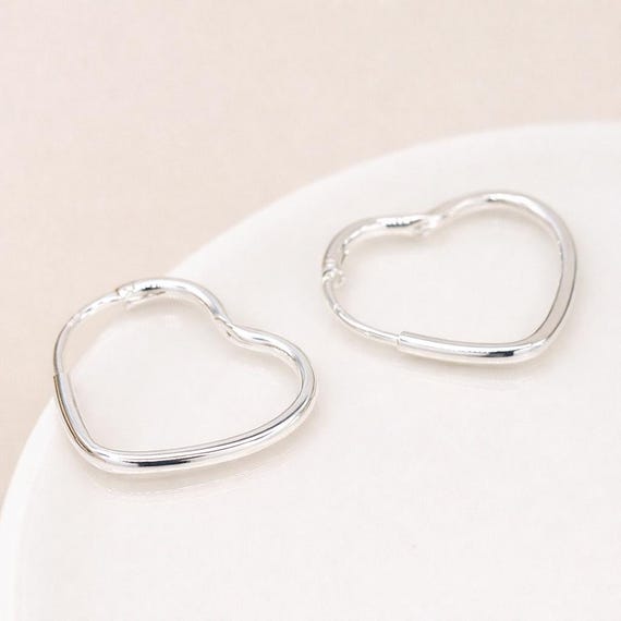Orecchini a cerchio con cuore in argento sterling – 22 mm - Italia