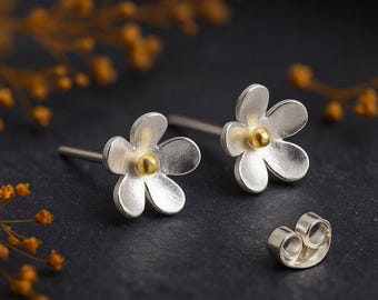 Sterling Silver Forget Me Not Flower Stud Earrings