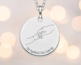 Personalised Sterling Silver 'Us Against the World' Disc Necklace