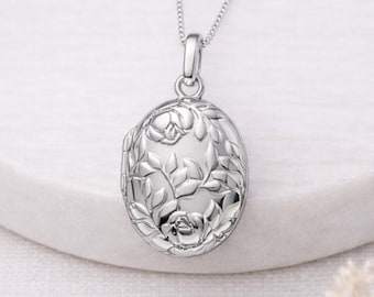Personalised Sterling Silver Queen Of Flowers Locket Necklace With Photos