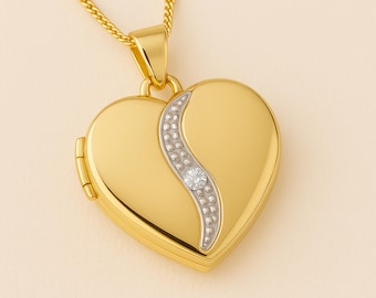 Personalised Solid 9ct Gold Diamond Heart Locket